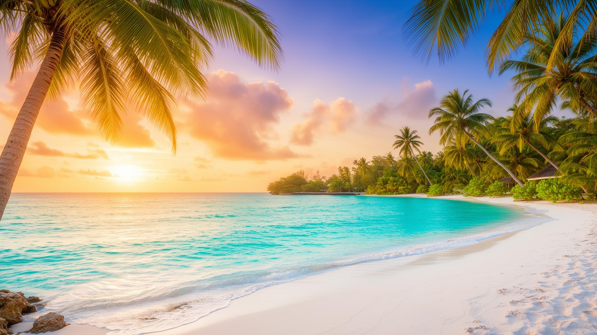 Tropical beach at sunset